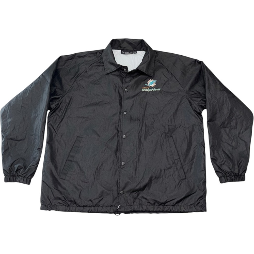 Dunbrooke NWT Miami Dolphins NFL Coaches Windbreaker Jacket Black Mens Large